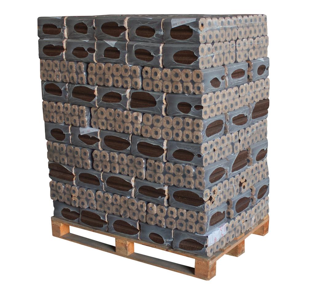 Pini Kay achthoekige houtbriketten – pallet 960 kg (96 pakken van 10 kg)
