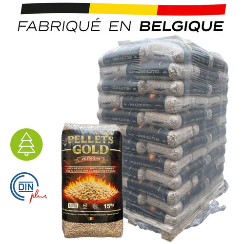 Belgische Gold Premium houtpellets IBV – volledige pallet (zakken van 15 kg)